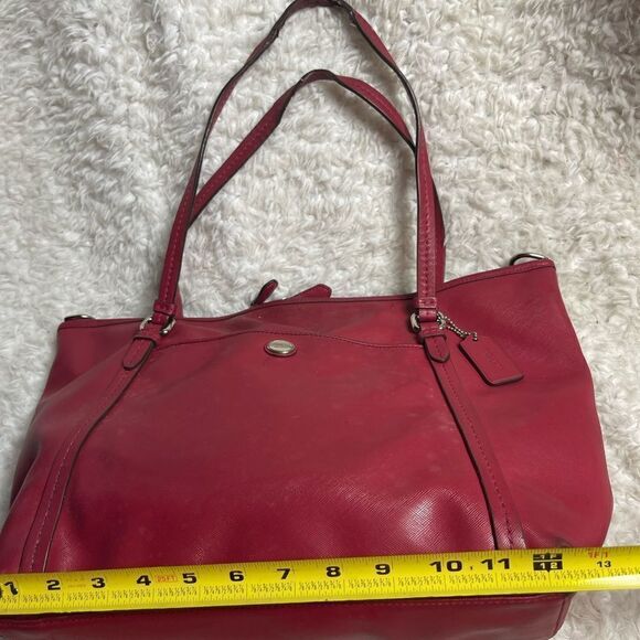 Red Coach Shoulder Bag with silver tone hardwares - Picture 8 of 15